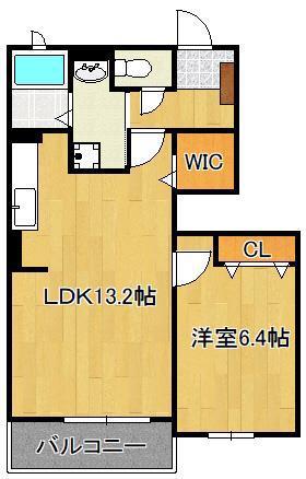 メリディオ葛原D(1LDK/1階)の間取り写真