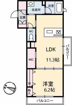 ヴィアソーレ虹ヶ丘(1LDK/2階)の間取り写真