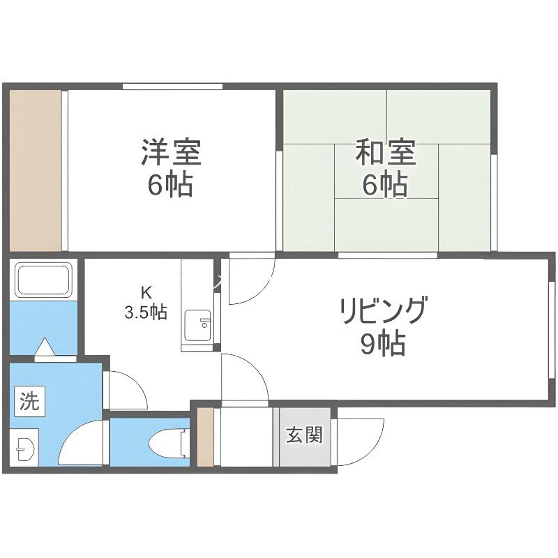 ユートリー元町(2LDK/2階)の間取り写真
