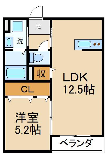 テコ宮之阪(1LDK/1階)の間取り写真