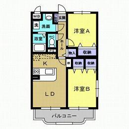 林マンションF(2LDK/2階)の間取り写真