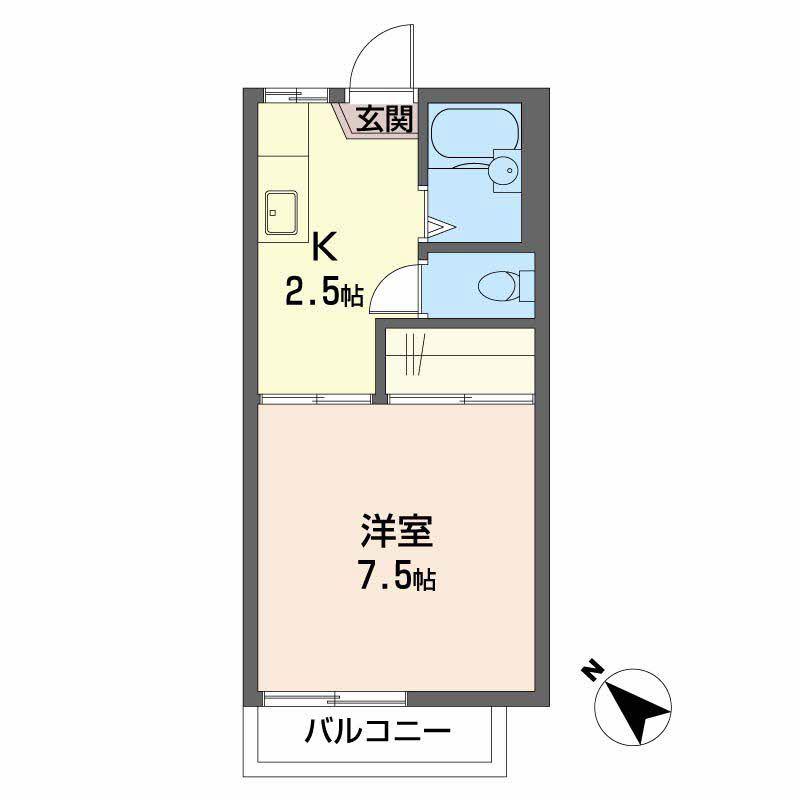 田園ハイツ(1K/1階)の間取り写真