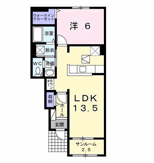 エレガンテ プレッソ B(1LDK/1階)の間取り写真