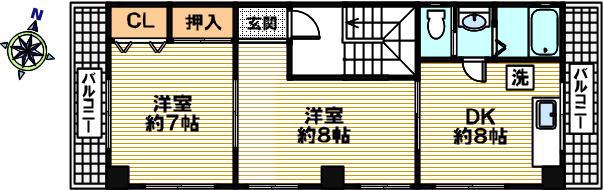 森野ハイツ(2DK/3階)の間取り写真