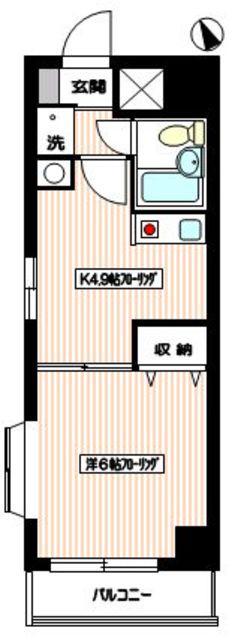 ライオンズマンション宿河原第2(1K/4階)の間取り写真