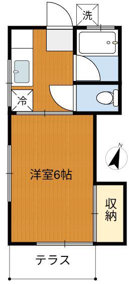シャトルS(1K/1階)の間取り写真