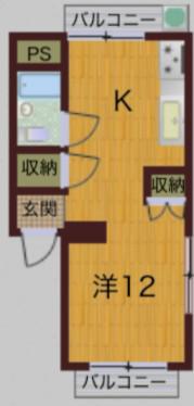 エレーヌI(1K/3階)の間取り写真