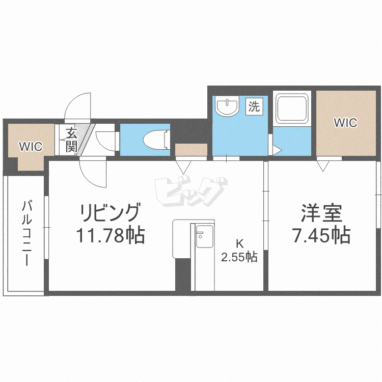 ヴィーゼエルムキャステール(1LDK/1階)の間取り写真