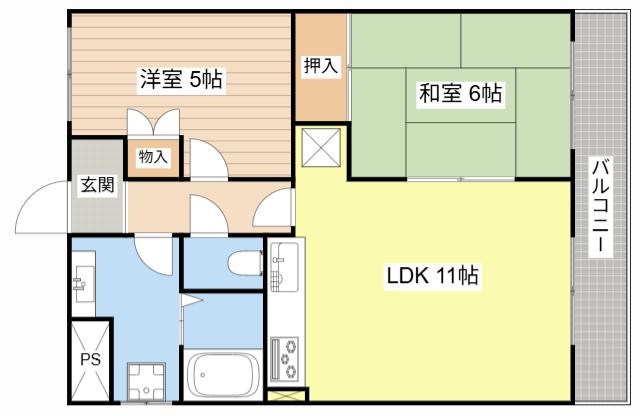 サンロイヤルあどがわ(2LDK/3階)の間取り写真