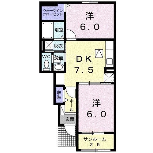 ペルソナIII(2DK/1階)の間取り写真