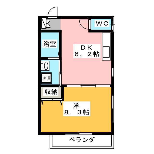 ボヌールC棟(1DK/2階)の間取り写真