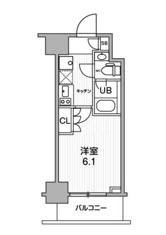JMFレジデンス北品川(1K/12階)の間取り写真
