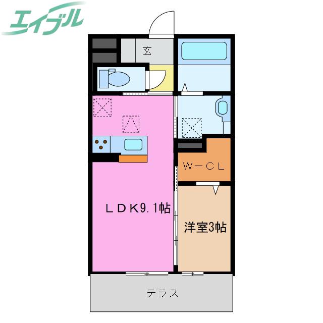 グランドネーフルときわ(1LDK/1階)の間取り写真