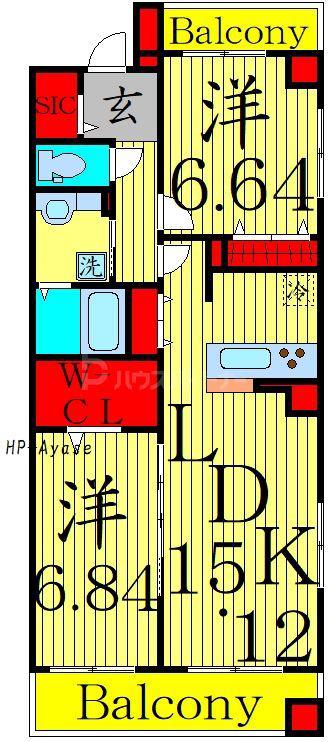 ホーリーホック(2LDK/1階)の間取り写真