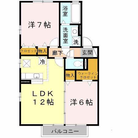リビングタウン加美北 E棟(2LDK/1階)の間取り写真