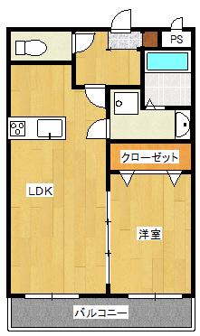 WINDOM中津留(1LDK/4階)の間取り写真