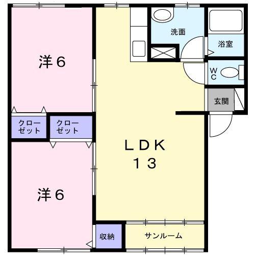 クレストールNOVA(2LDK/1階)の間取り写真