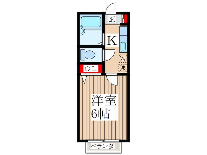 柿ノ木コーポ(1K/2階)の間取り写真