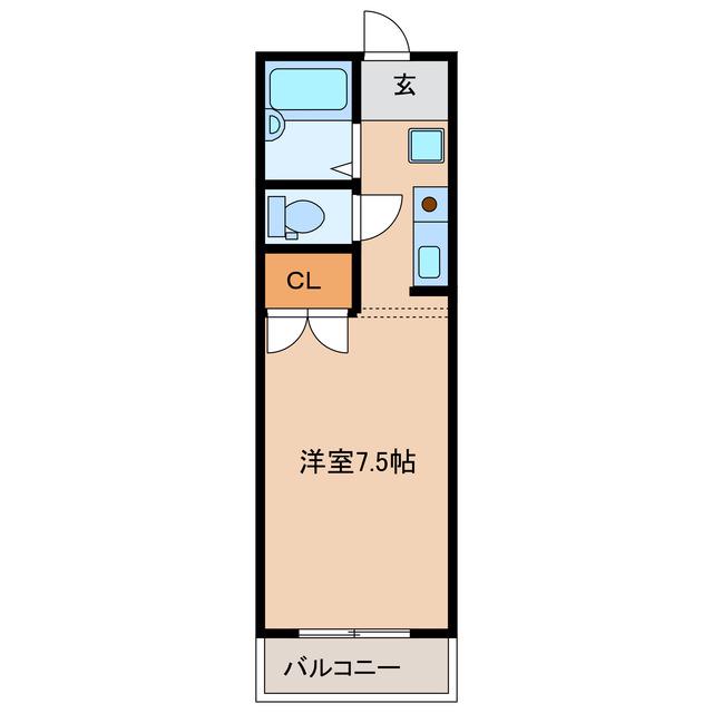 レジーナ海老塚(ワンルーム/2階)の間取り写真