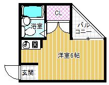 国分本町マンション(ワンルーム/2階)の間取り写真