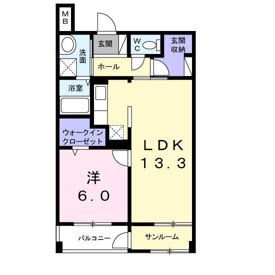 グランシャリオ(1LDK/1階)の間取り写真