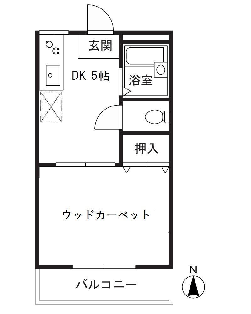ラ・フォンテーヌ(1DK/3階)の間取り写真