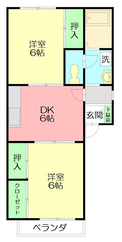 グリーンハイツ(2DK/2階)の間取り写真