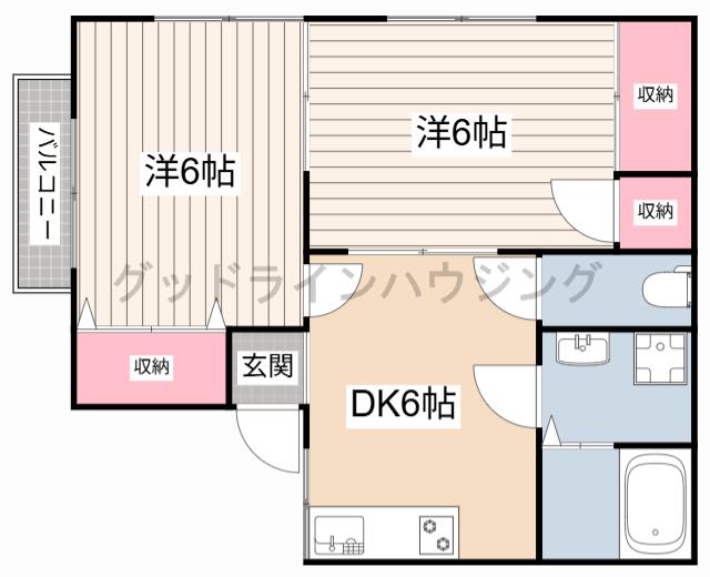 ハーモニープラザメイプル(2DK/1階)の間取り写真