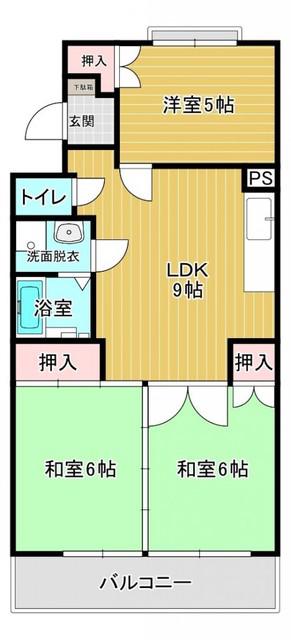 地建マンションまえばる駅南(3LDK/5階)の間取り写真