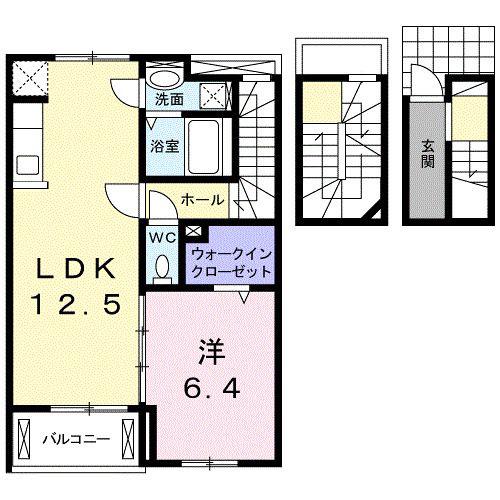 モデッサ神辺A(1LDK/3階)の間取り写真