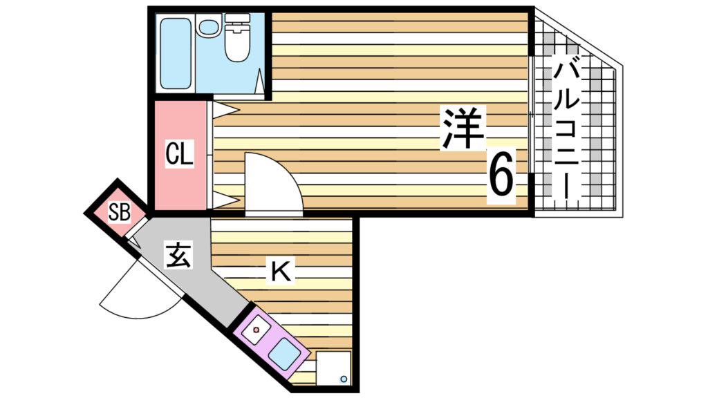 千鳥が丘エヌズ(1K/3階)の間取り写真
