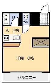 フラットM(ワンルーム/2階)の間取り写真