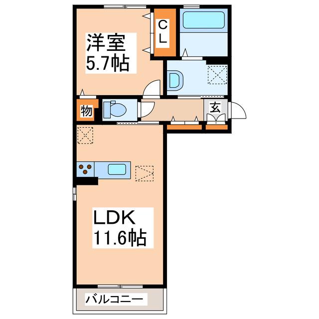 カーサ・フェリスII(1LDK/1階)の間取り写真