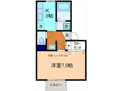 KG宮原(1K/2階)の間取り写真