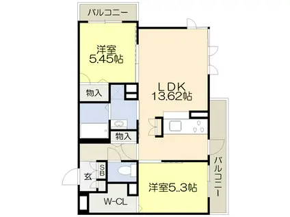 大阪モノレール本線 山田駅(大阪) 徒歩8分 3階建 築12年(2LDK/2階)の間取り写真