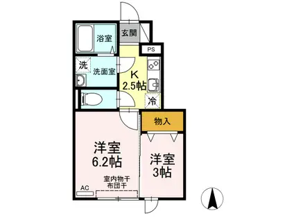 ヴィルドミール手形(2K/1階)の間取り写真