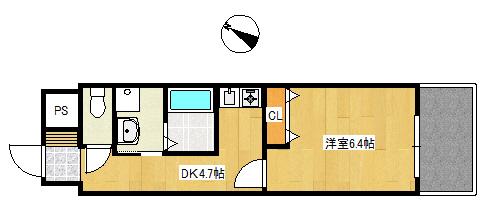 ASAGIRI BLDG(1K/7階)の間取り写真