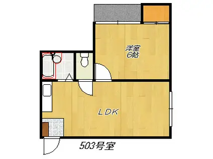 住道ハイツ(1LDK/5階)の間取り写真