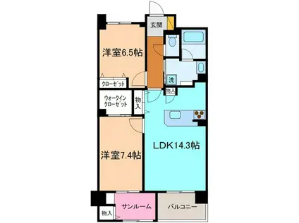フォレスト金沢西泉(2LDK/4階)の間取り写真