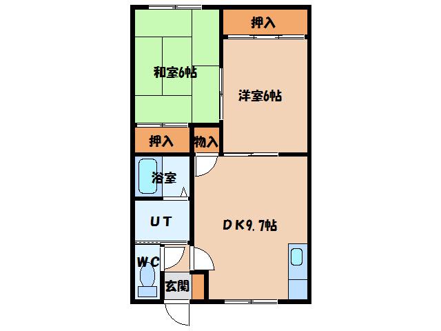 マンションサンエー(2DK/2階)の間取り写真