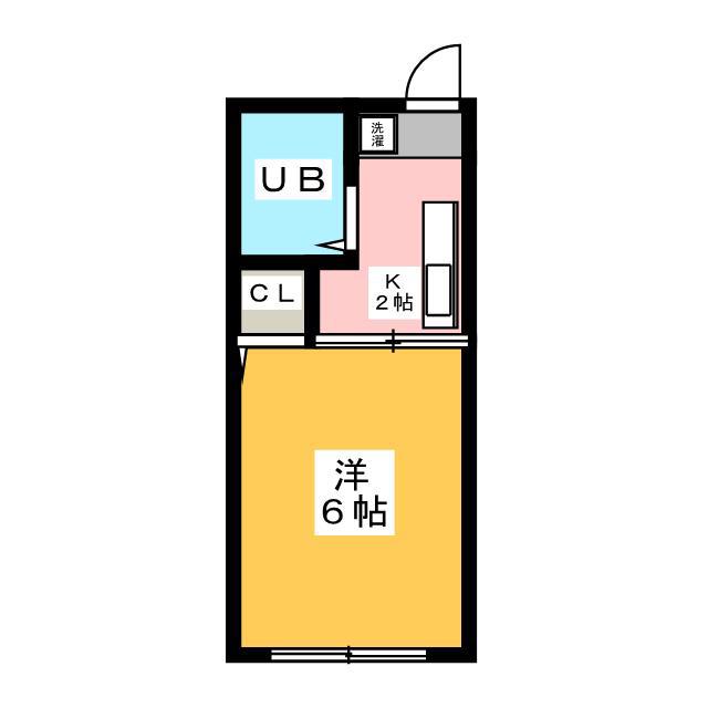 アスターB(1K/1階)の間取り写真