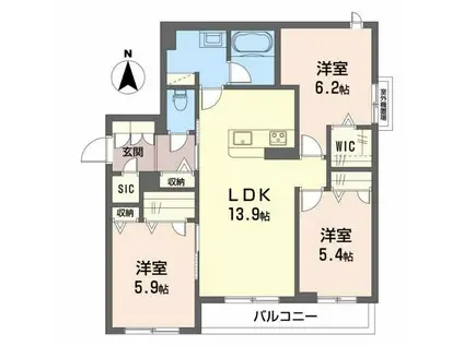 SHA MAISON ゆたか(3LDK/3階)の間取り写真