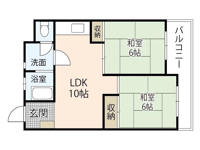 冨田ビル(2LDK/3階)の間取り写真