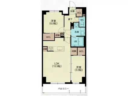 スプランディッド西日暮里(2LDK/12階)の間取り写真