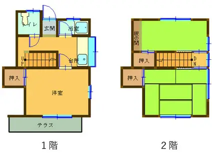 渡辺アパート 中陳東(3K/1階)の間取り写真
