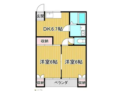 サンハイツ長岡(2DK/1階)の間取り写真