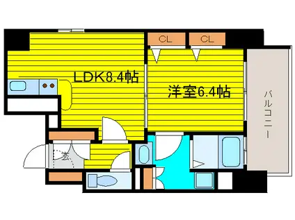 レジェンドール大阪天満GーRESIDENCE(1LDK/9階)の間取り写真