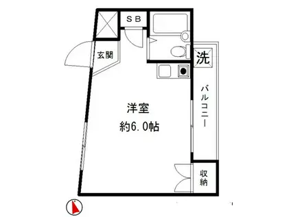 グリーンテラス神楽坂(ワンルーム/2階)の間取り写真