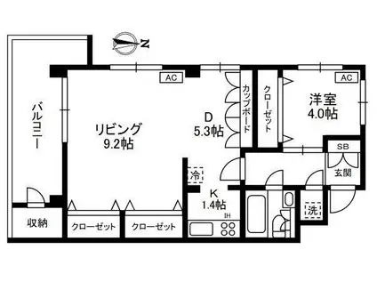 ヨシノハウス(1LDK/2階)の間取り写真