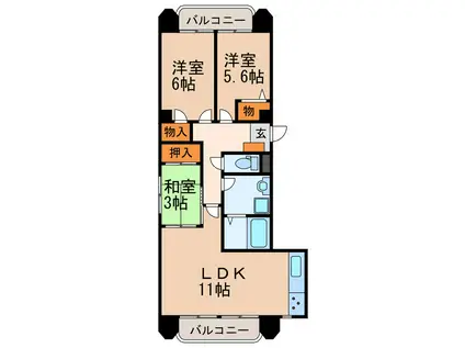 R NEAT II(3LDK/4階)の間取り写真